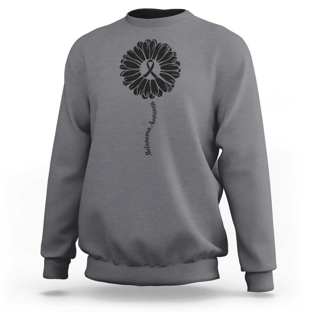 Melanoma Awareness Black Ribbon Flower Sweatshirt Skin Cancer Fighter Gift