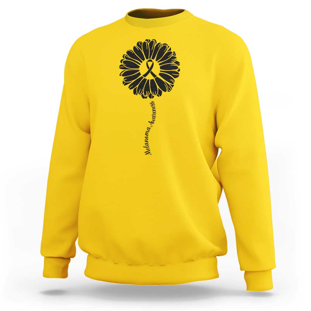 Melanoma Awareness Black Ribbon Flower Sweatshirt Skin Cancer Fighter Gift