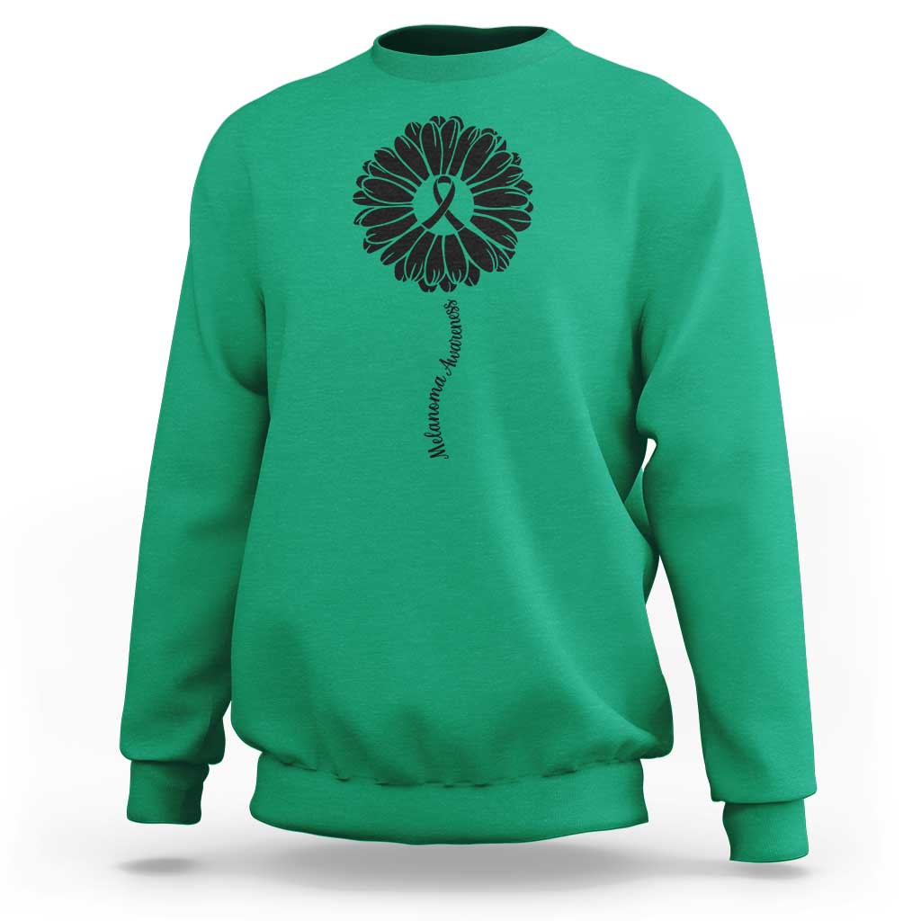 Melanoma Awareness Black Ribbon Flower Sweatshirt Skin Cancer Fighter Gift