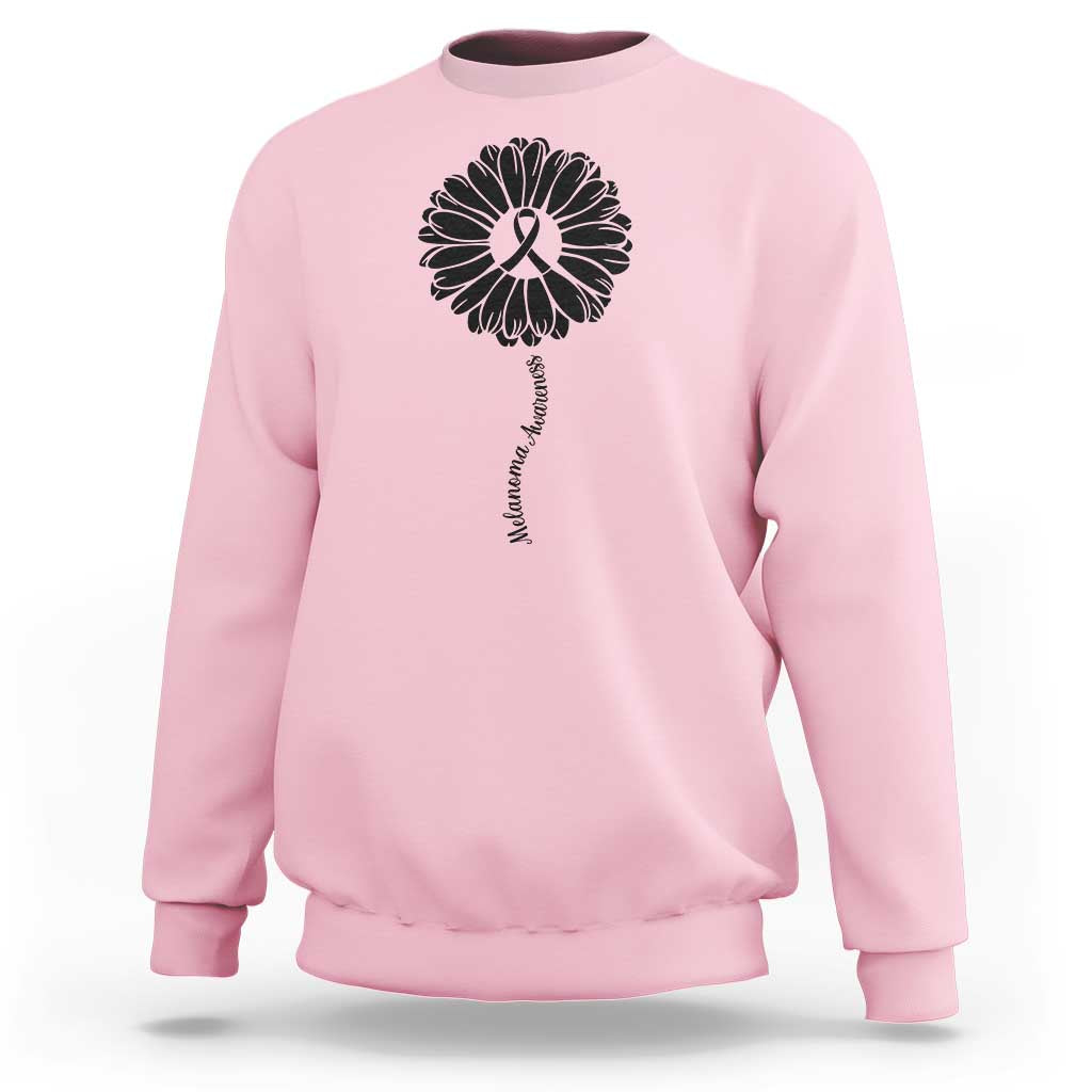 Melanoma Awareness Black Ribbon Flower Sweatshirt Skin Cancer Fighter Gift