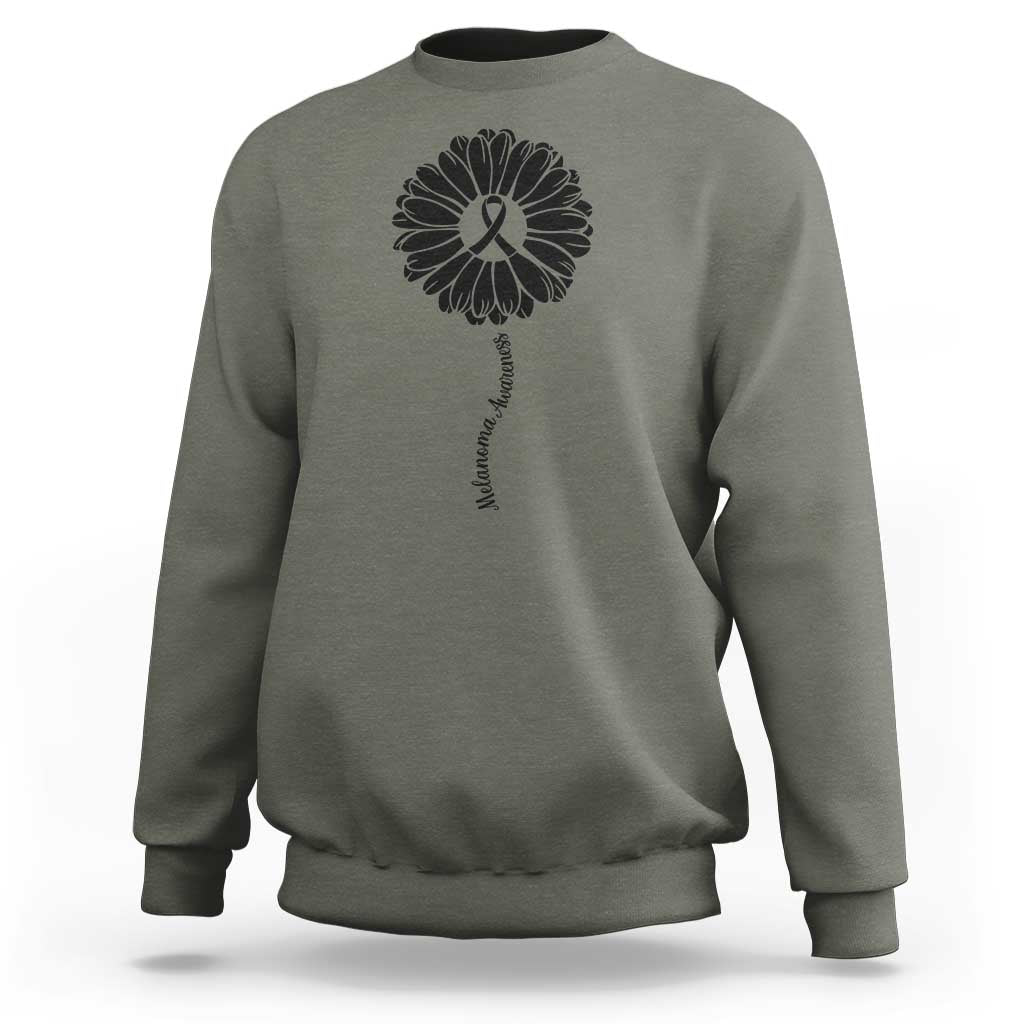 Melanoma Awareness Black Ribbon Flower Sweatshirt Skin Cancer Fighter Gift