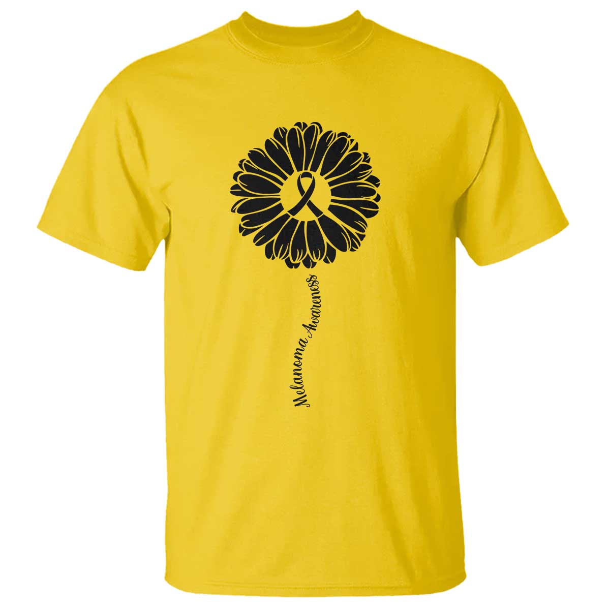 Melanoma Awareness Black Ribbon Flower T Shirt Skin Cancer Fighter Gift