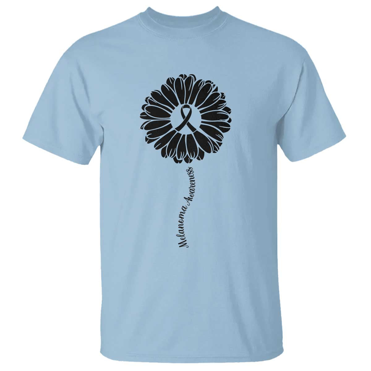 Melanoma Awareness Black Ribbon Flower T Shirt Skin Cancer Fighter Gift