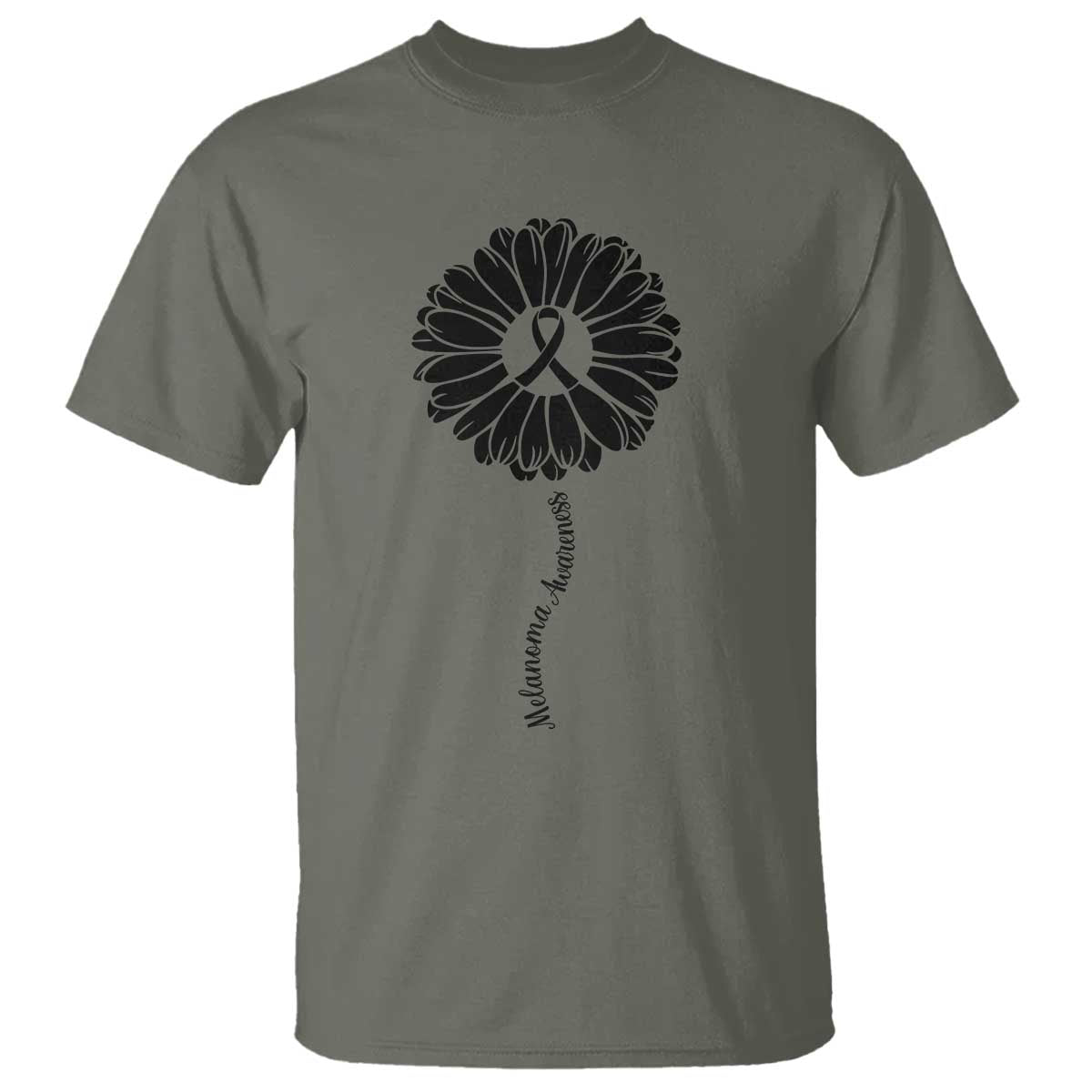 Melanoma Awareness Black Ribbon Flower T Shirt Skin Cancer Fighter Gift