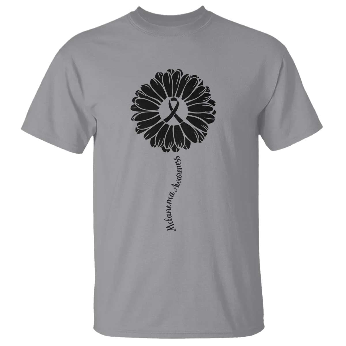 Melanoma Awareness Black Ribbon Flower T Shirt Skin Cancer Fighter Gift
