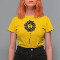 Melanoma Awareness Black Ribbon Flower T Shirt For Women Skin Cancer Fighter Gift