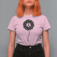 Melanoma Awareness Black Ribbon Flower T Shirt For Women Skin Cancer Fighter Gift