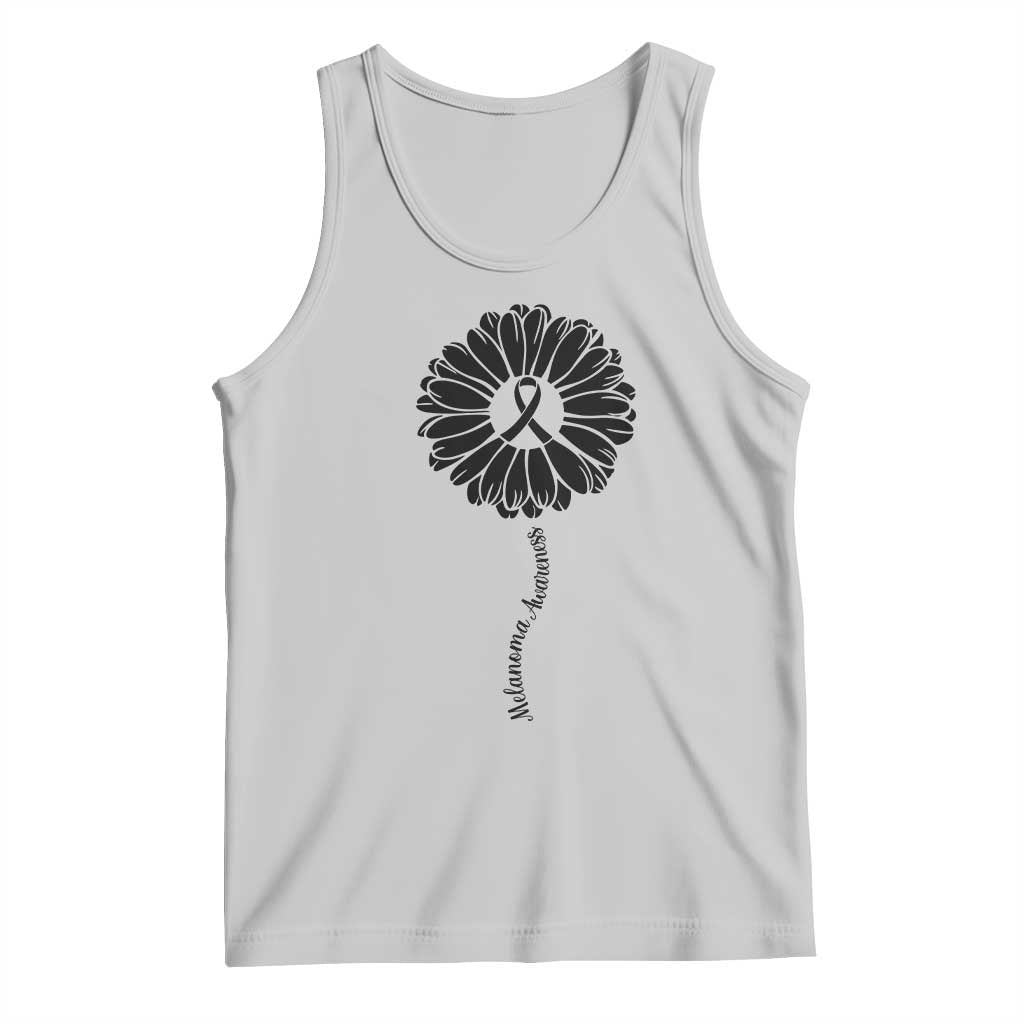 Melanoma Awareness Black Ribbon Flower Tank Top Skin Cancer Fighter Gift
