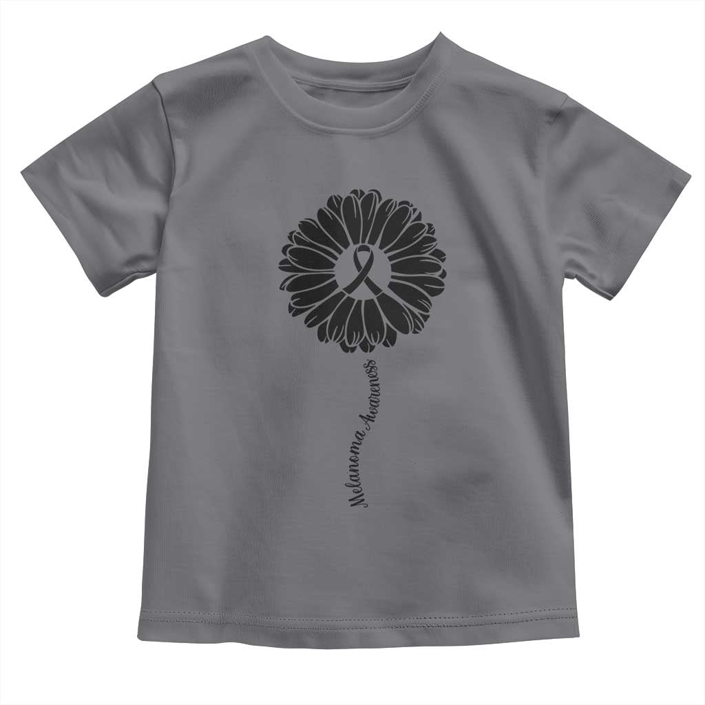 Melanoma Awareness Black Ribbon Flower Toddler T Shirt Skin Cancer Fighter Gift