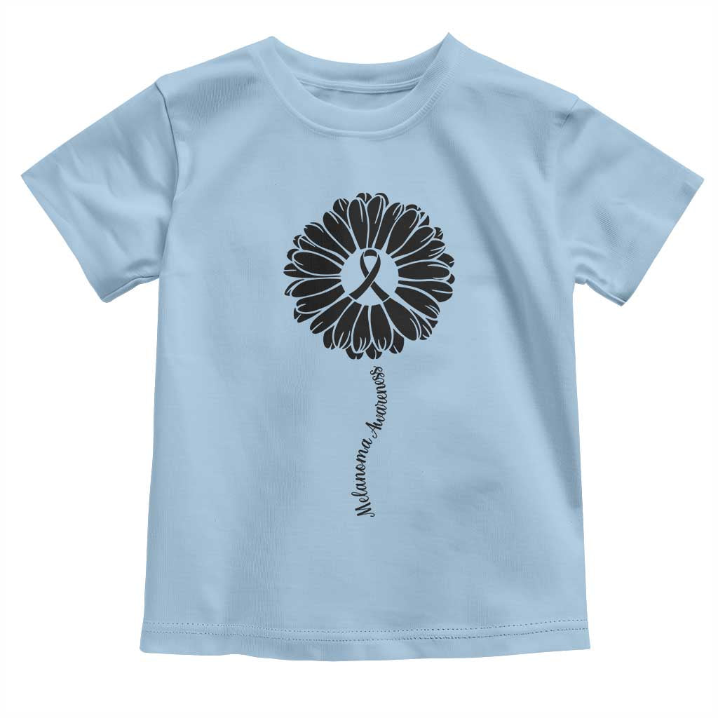 Melanoma Awareness Black Ribbon Flower Toddler T Shirt Skin Cancer Fighter Gift