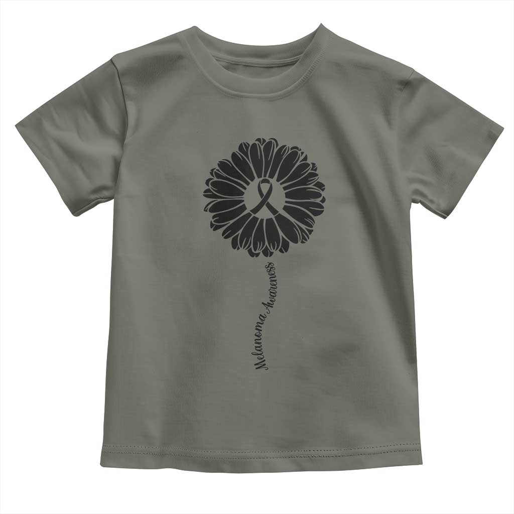 Melanoma Awareness Black Ribbon Flower Toddler T Shirt Skin Cancer Fighter Gift