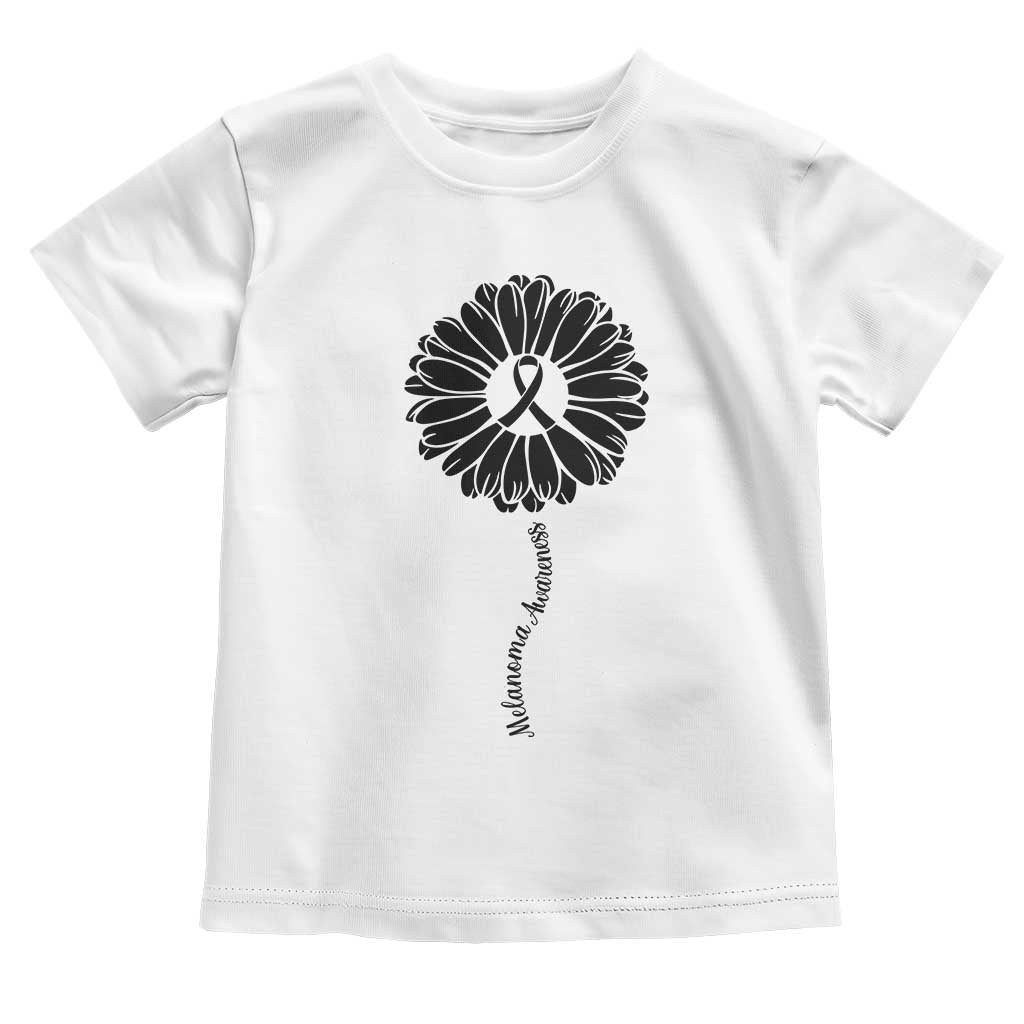 Melanoma Awareness Black Ribbon Flower Toddler T Shirt Skin Cancer Fighter Gift