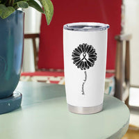 Melanoma Awareness Black Ribbon Flower Tumbler Cup Skin Cancer Fighter Gift