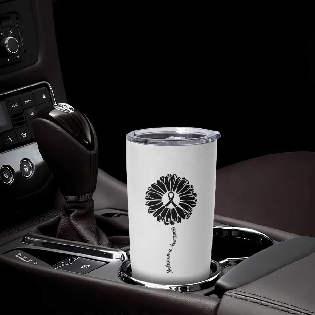 Melanoma Awareness Black Ribbon Flower Tumbler Cup Skin Cancer Fighter Gift