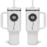 Melanoma Awareness Black Ribbon Flower Tumbler With Handle Skin Cancer Fighter Gift
