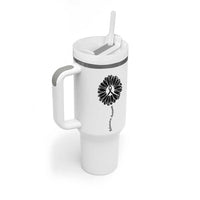 Melanoma Awareness Black Ribbon Flower Tumbler With Handle Skin Cancer Fighter Gift