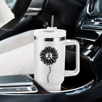 Melanoma Awareness Black Ribbon Flower Tumbler With Handle Skin Cancer Fighter Gift