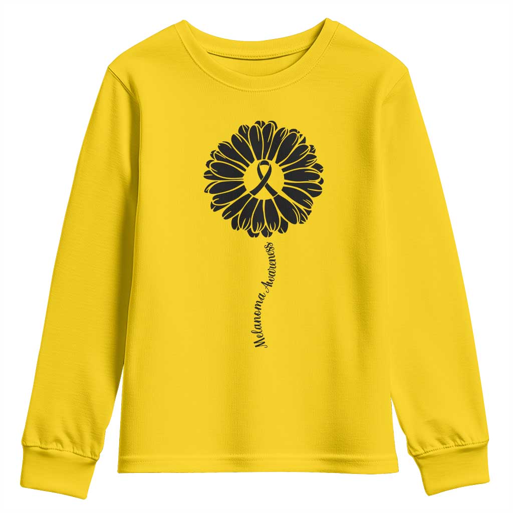Melanoma Awareness Black Ribbon Flower Youth Sweatshirt Skin Cancer Fighter Gift