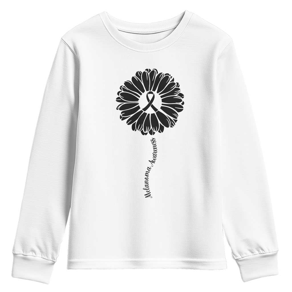 Melanoma Awareness Black Ribbon Flower Youth Sweatshirt Skin Cancer Fighter Gift