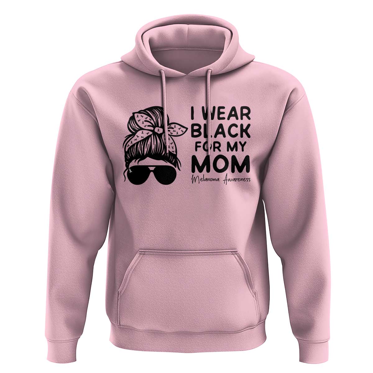 I Wear Black For My Mom Hoodie Melanoma Awareness Family Gift