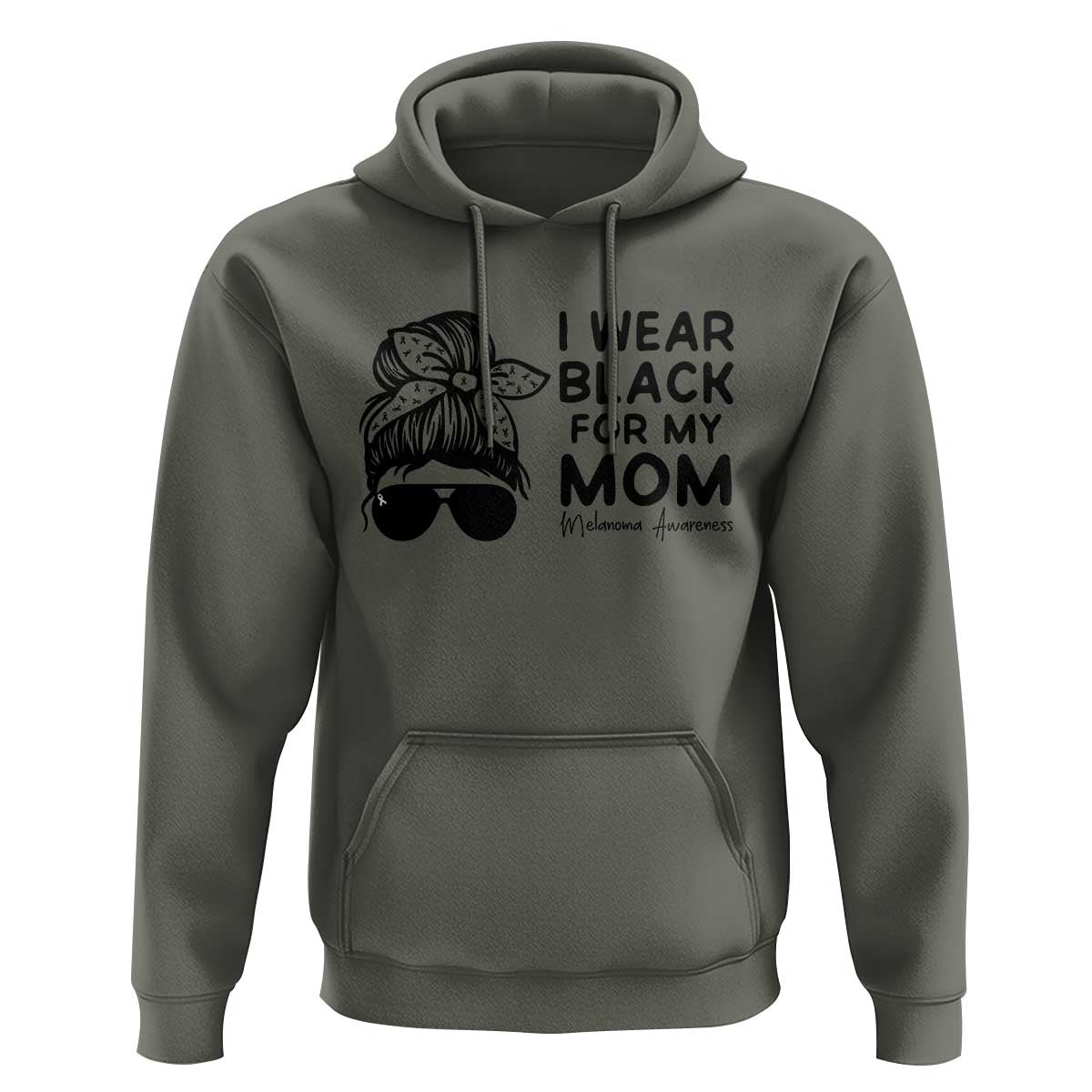 I Wear Black For My Mom Hoodie Melanoma Awareness Family Gift