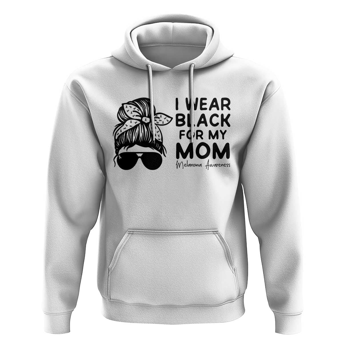 I Wear Black For My Mom Hoodie Melanoma Awareness Family Gift
