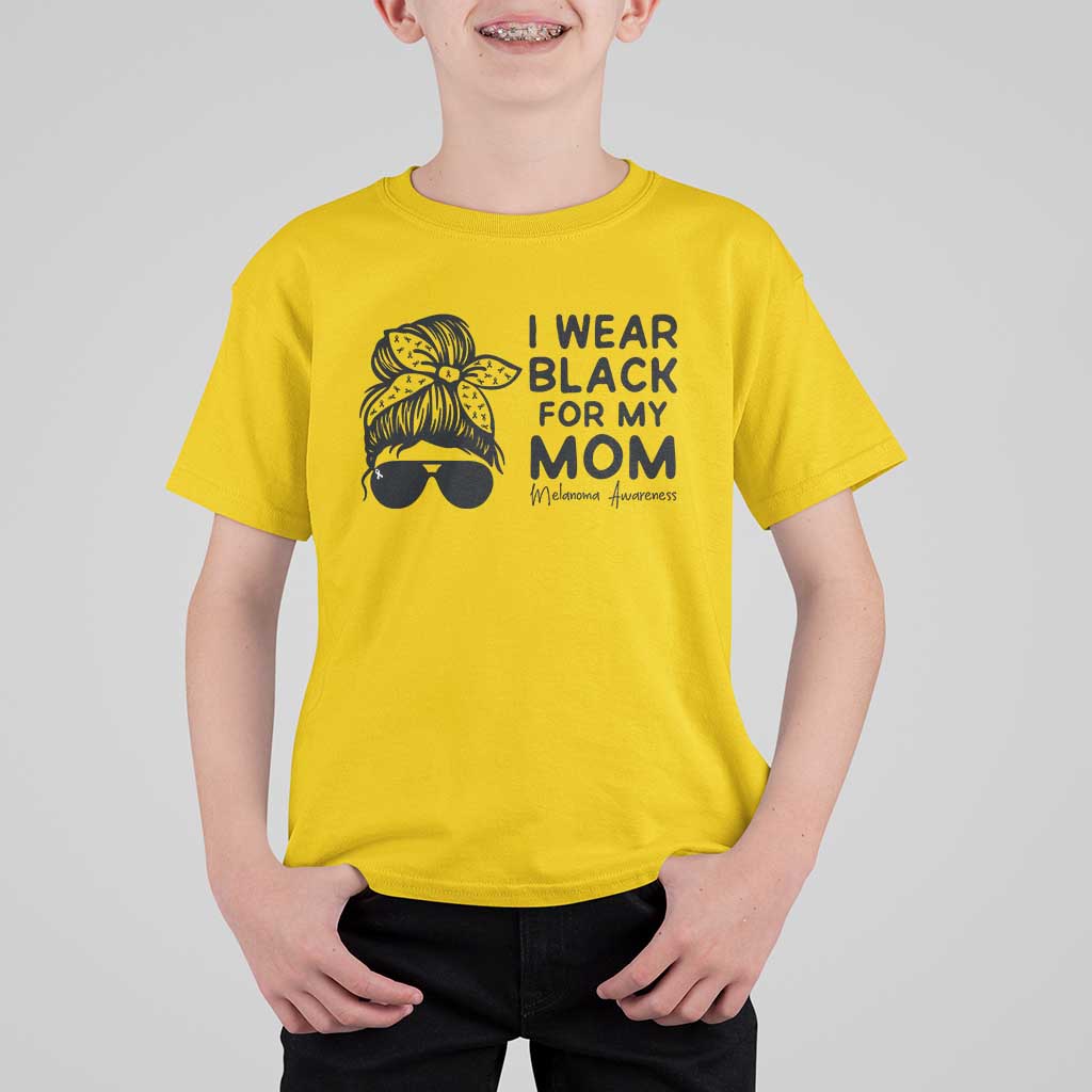 I Wear Black For My Mom T Shirt For Kid Melanoma Awareness Family Gift
