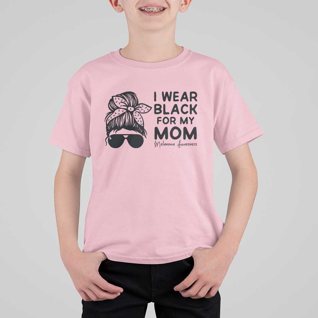 I Wear Black For My Mom T Shirt For Kid Melanoma Awareness Family Gift