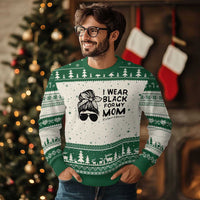 I Wear Black For My Mom Ugly Christmas Sweater Melanoma Awareness Family Gift