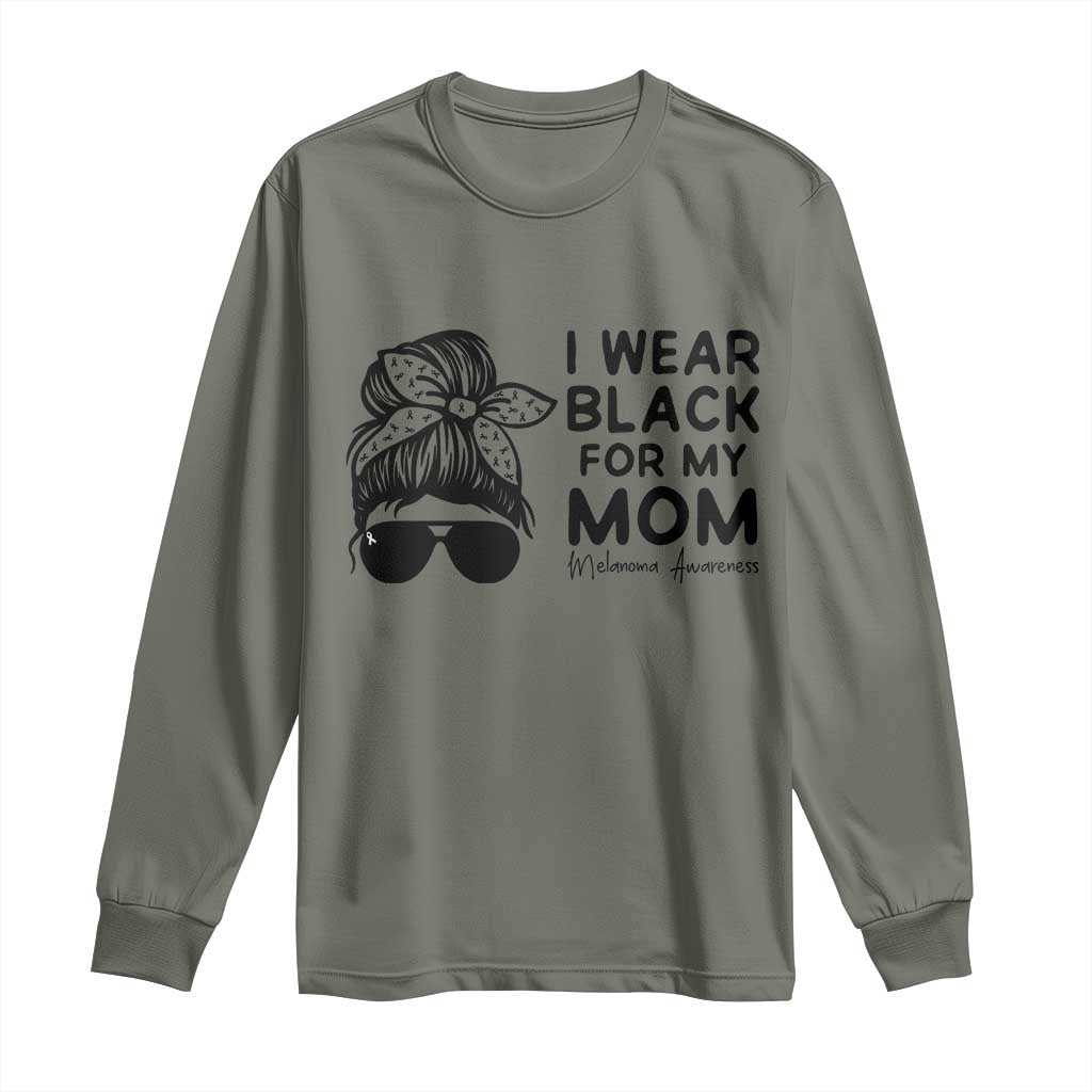 I Wear Black For My Mom Long Sleeve Shirt Melanoma Awareness Family Gift