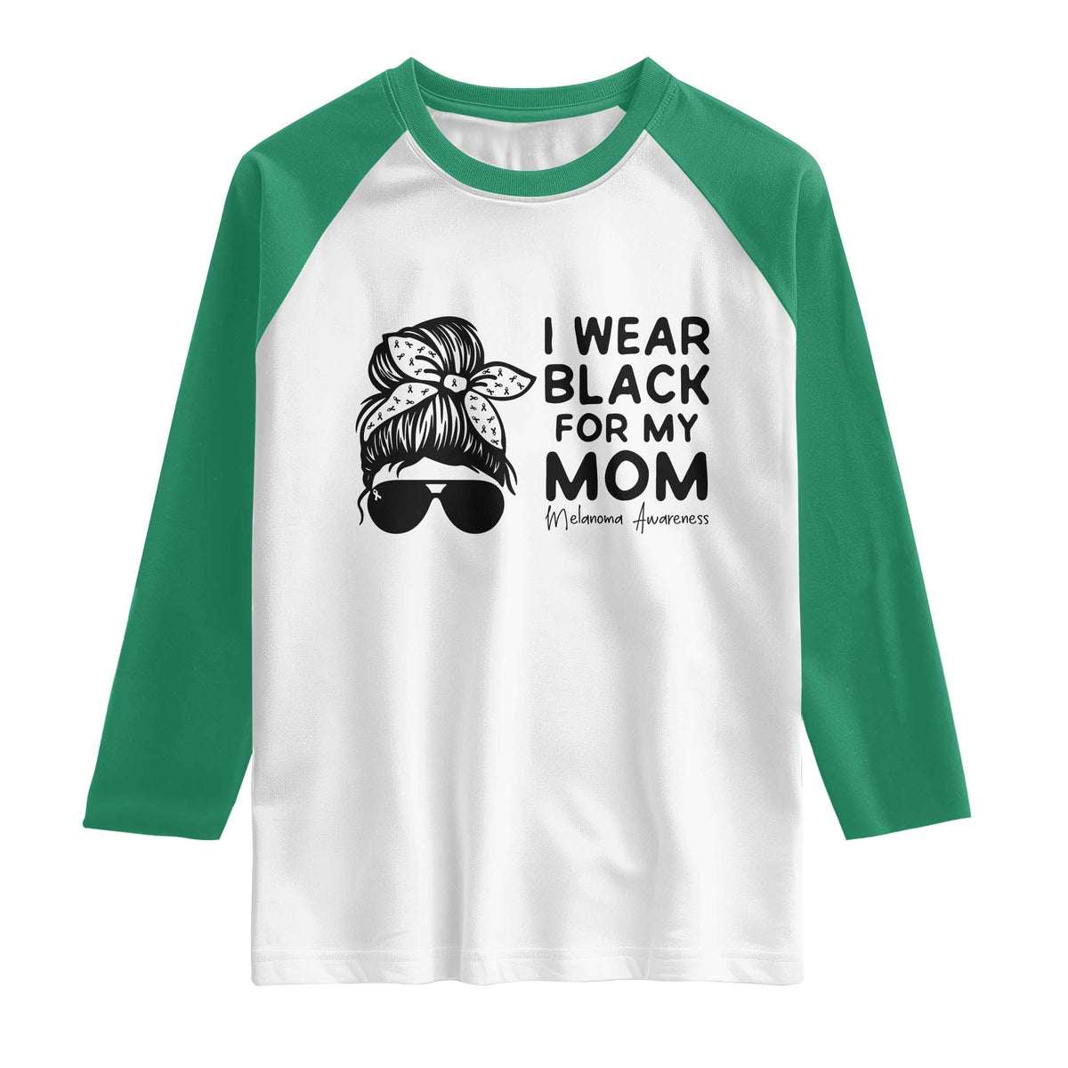 I Wear Black For My Mom Raglan Shirt Melanoma Awareness Family Gift