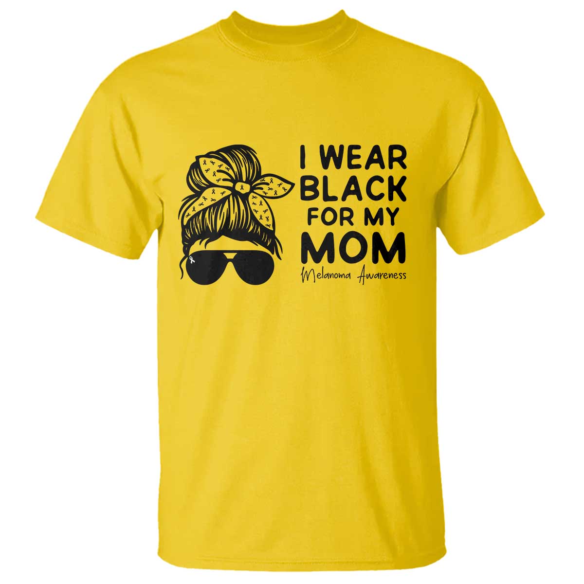 I Wear Black For My Mom T Shirt Melanoma Awareness Family Gift
