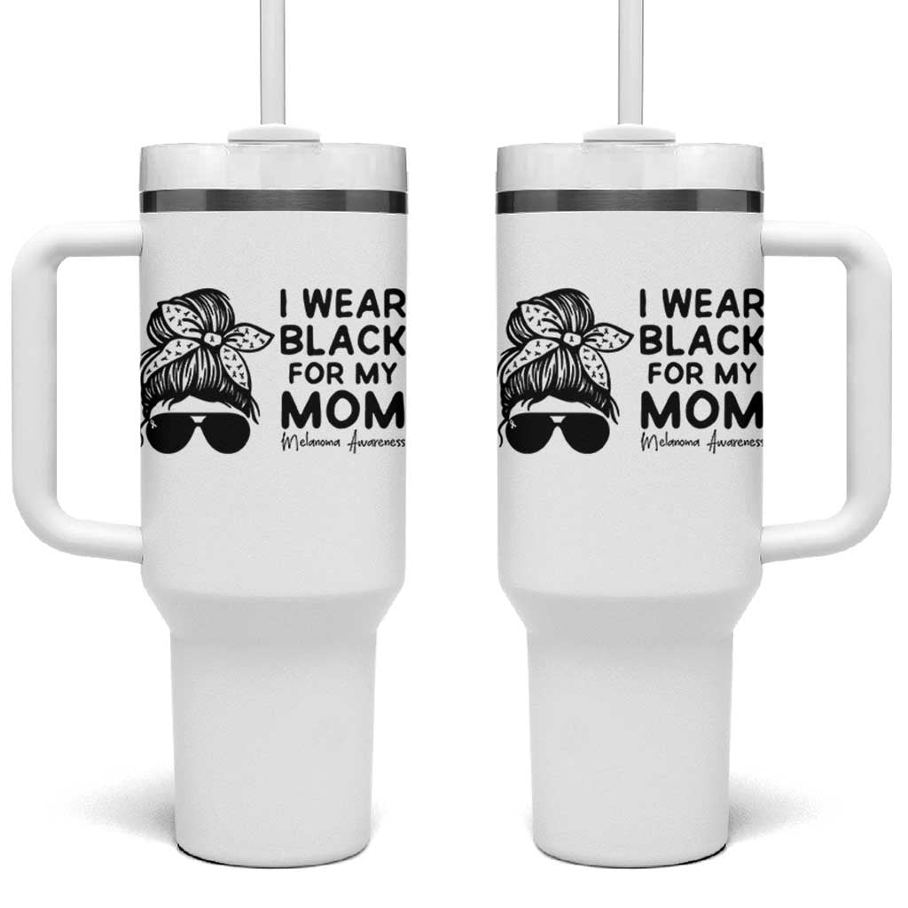 I Wear Black For My Mom Tumbler With Handle Melanoma Awareness Family Gift