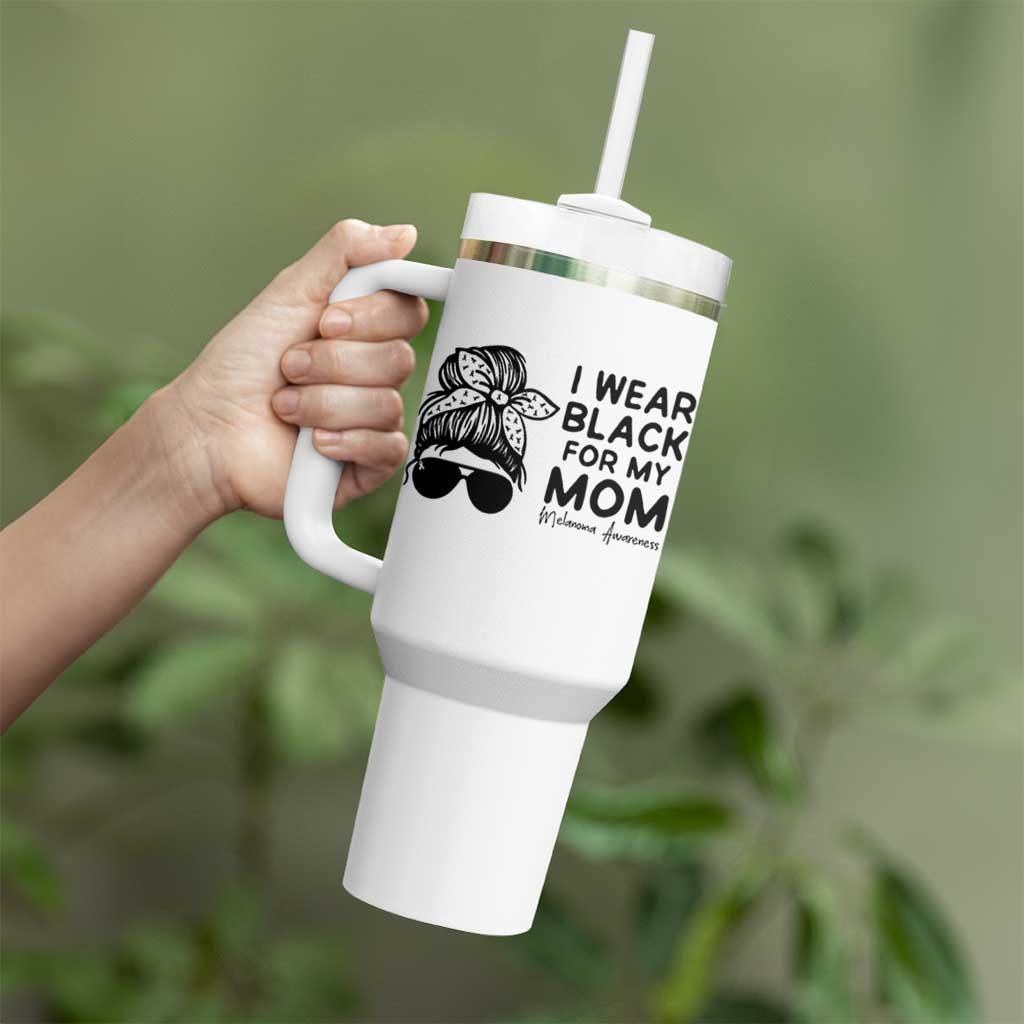 I Wear Black For My Mom Tumbler With Handle Melanoma Awareness Family Gift