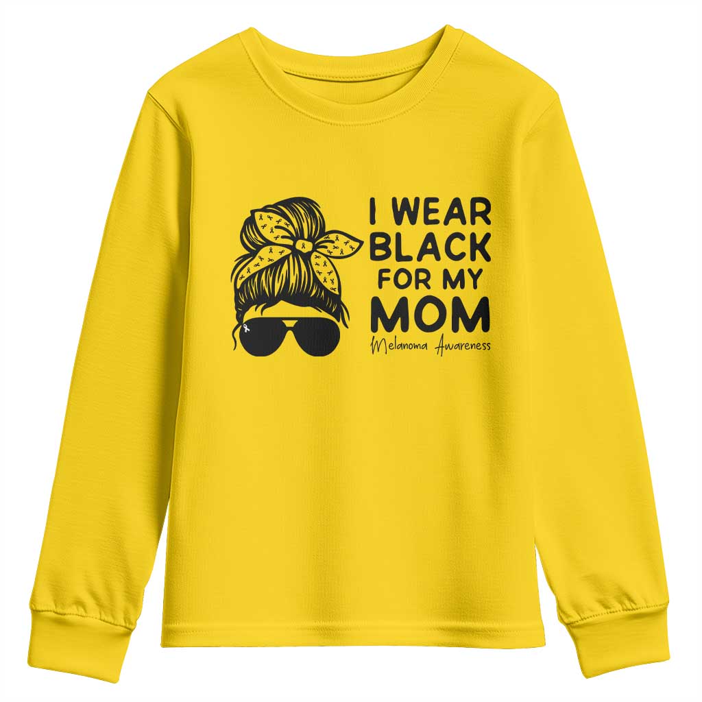 I Wear Black For My Mom Youth Sweatshirt Melanoma Awareness Family Gift