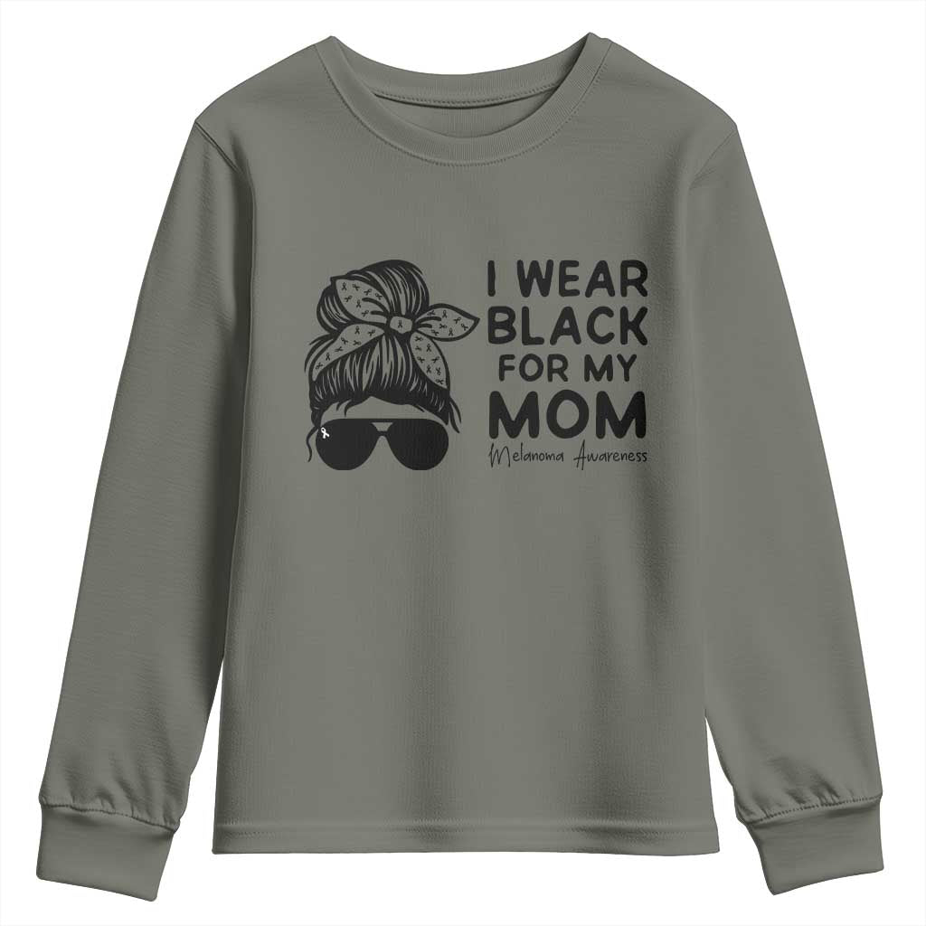 I Wear Black For My Mom Youth Sweatshirt Melanoma Awareness Family Gift