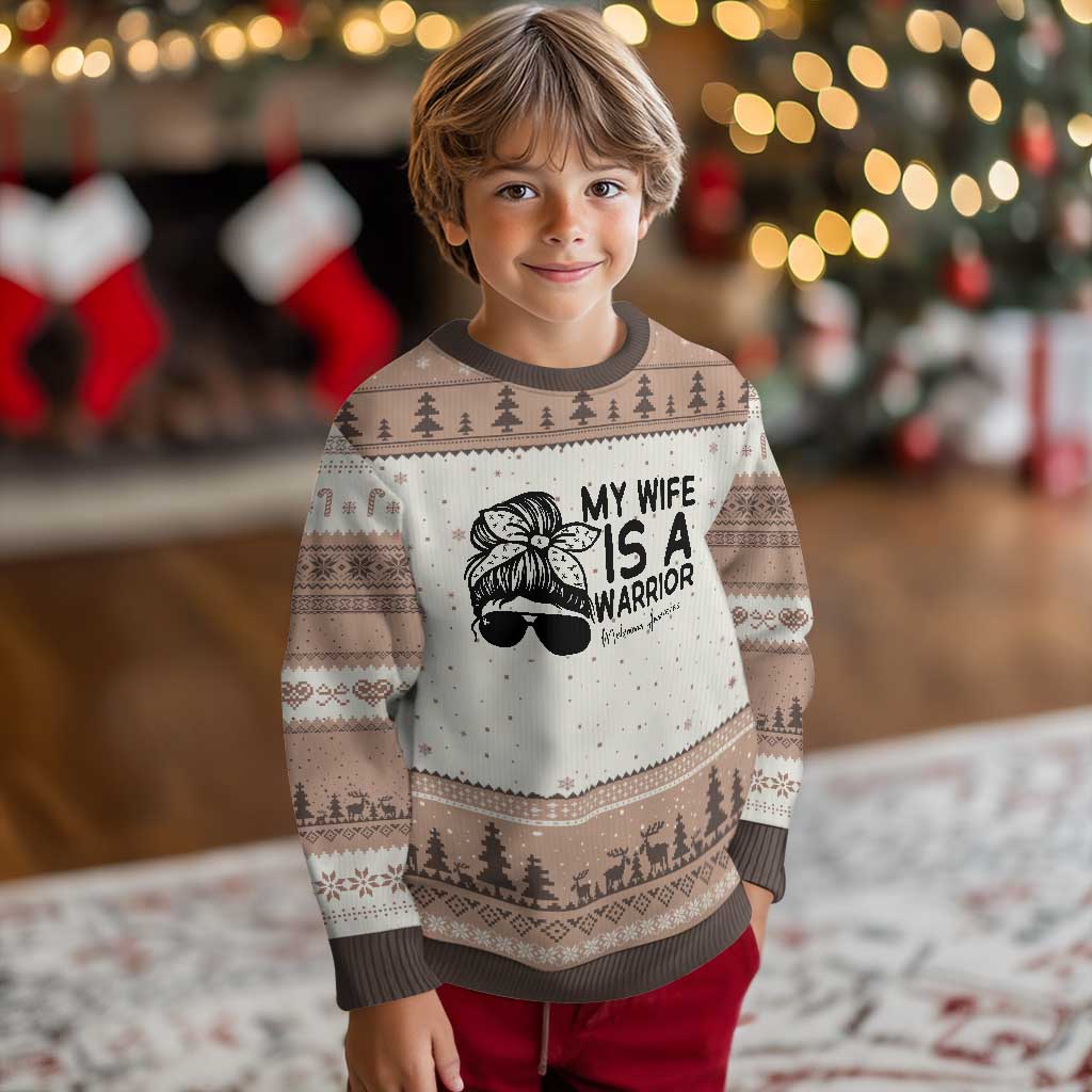My Wife Is A Warrior Ugly Christmas Sweater Melanoma Awareness Husband Gift