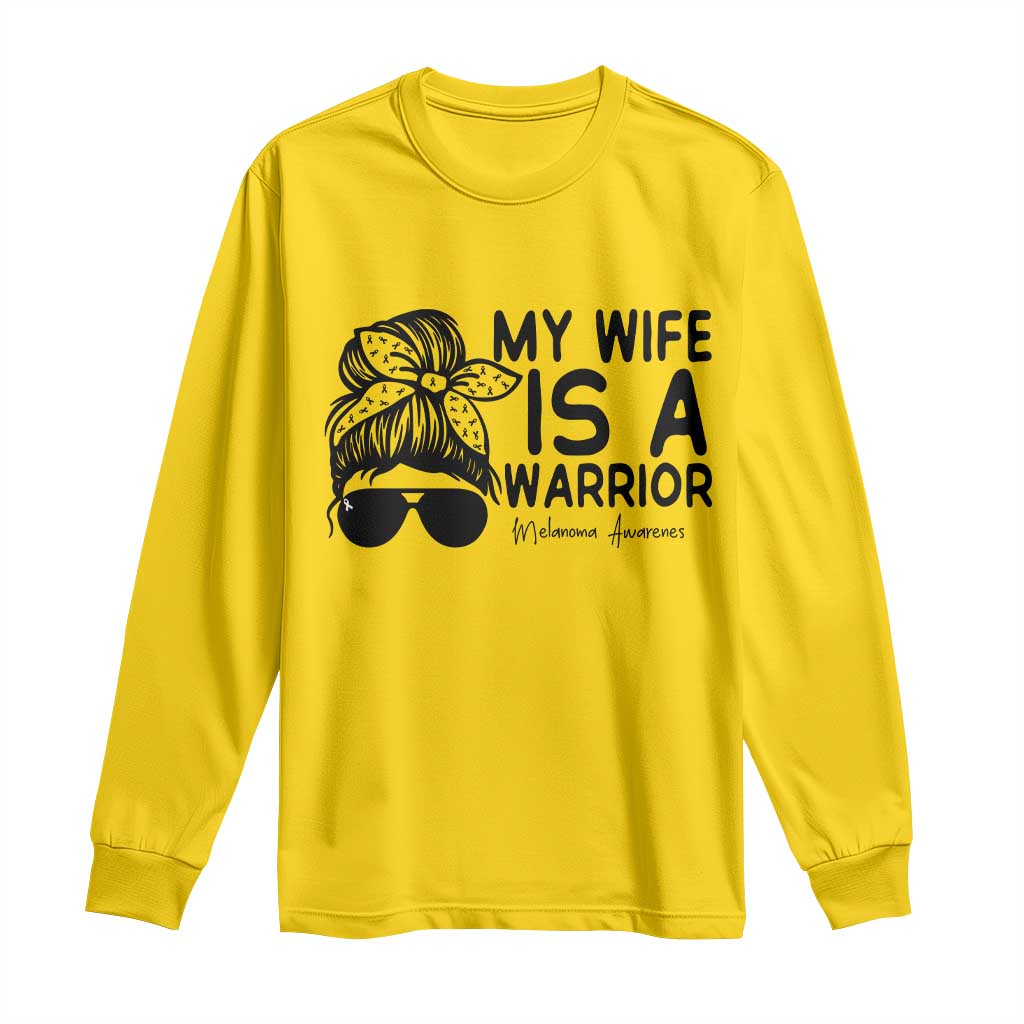 My Wife Is A Warrior Long Sleeve Shirt Melanoma Awareness Husband Gift