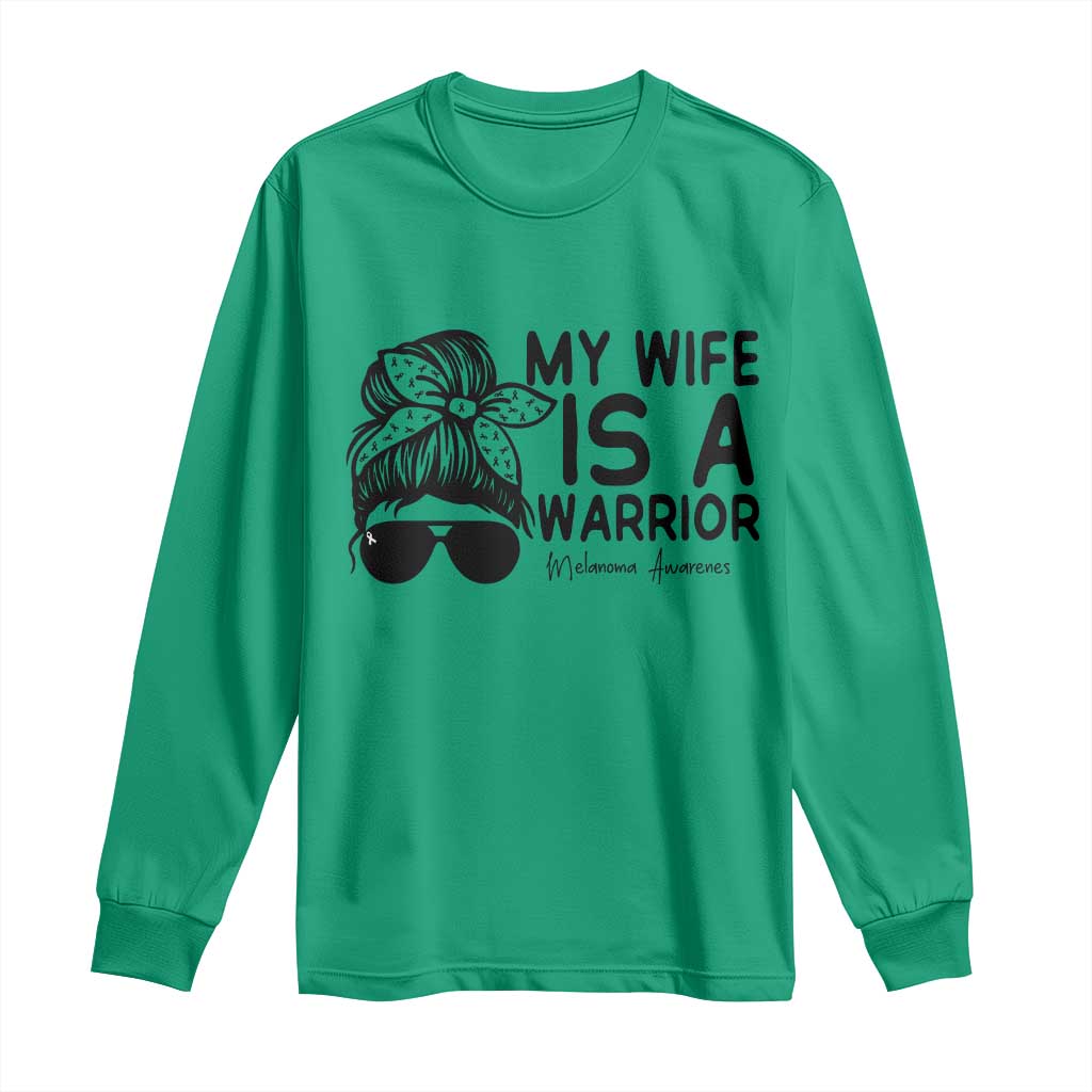My Wife Is A Warrior Long Sleeve Shirt Melanoma Awareness Husband Gift