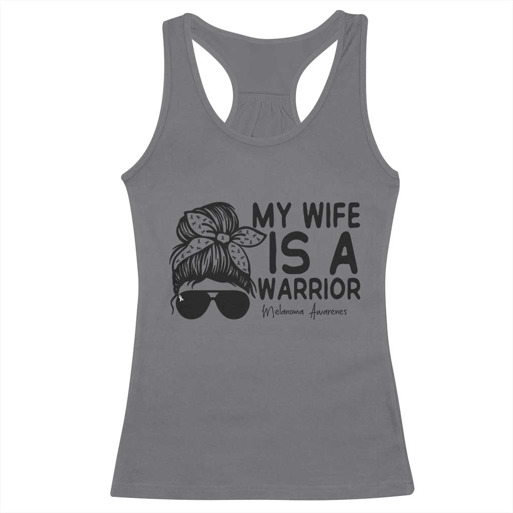 My Wife Is A Warrior Racerback Tank Top Melanoma Awareness Husband Gift