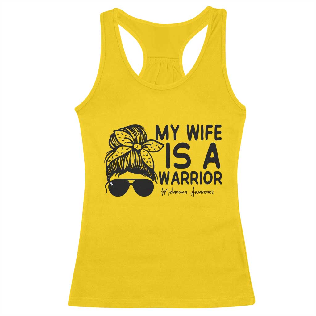 My Wife Is A Warrior Racerback Tank Top Melanoma Awareness Husband Gift