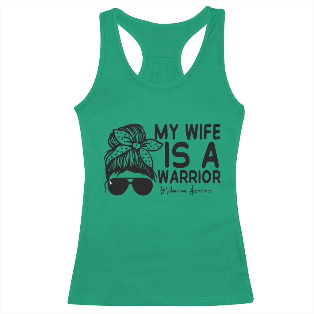 My Wife Is A Warrior Racerback Tank Top Melanoma Awareness Husband Gift