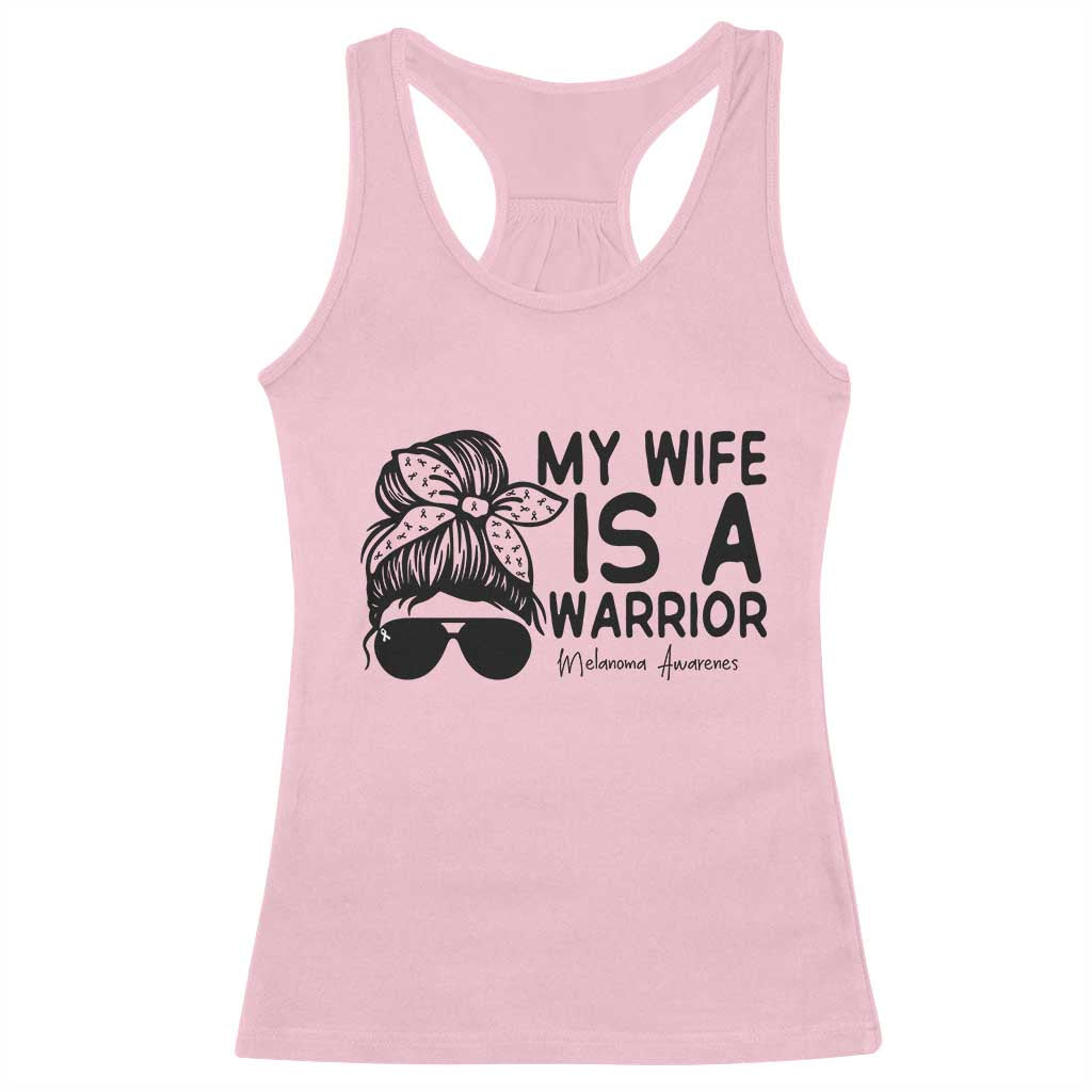 My Wife Is A Warrior Racerback Tank Top Melanoma Awareness Husband Gift