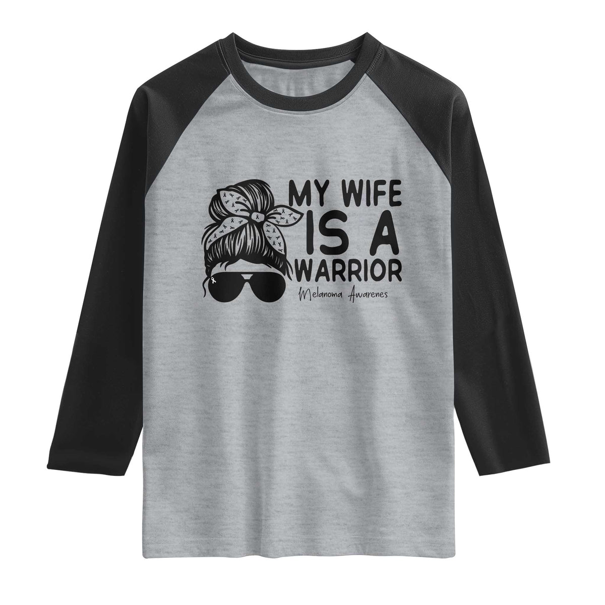 My Wife Is A Warrior Raglan Shirt Melanoma Awareness Husband Gift