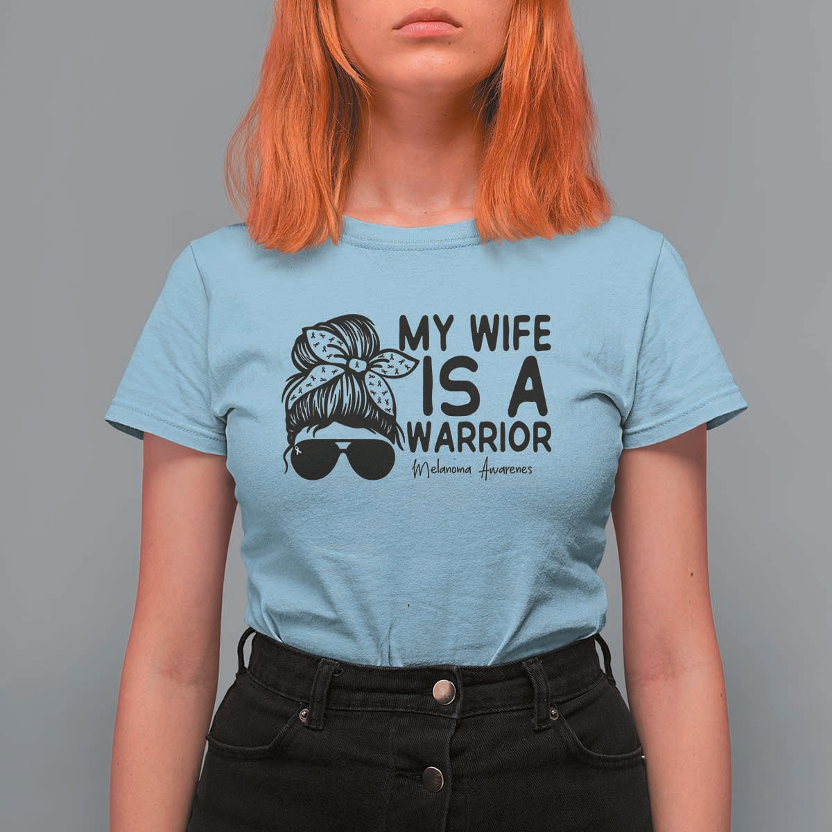 My Wife Is A Warrior T Shirt For Women Melanoma Awareness Husband Gift