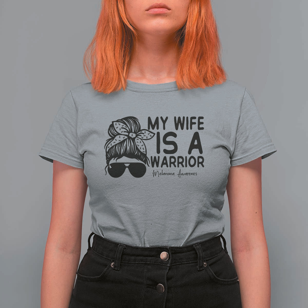 My Wife Is A Warrior T Shirt For Women Melanoma Awareness Husband Gift
