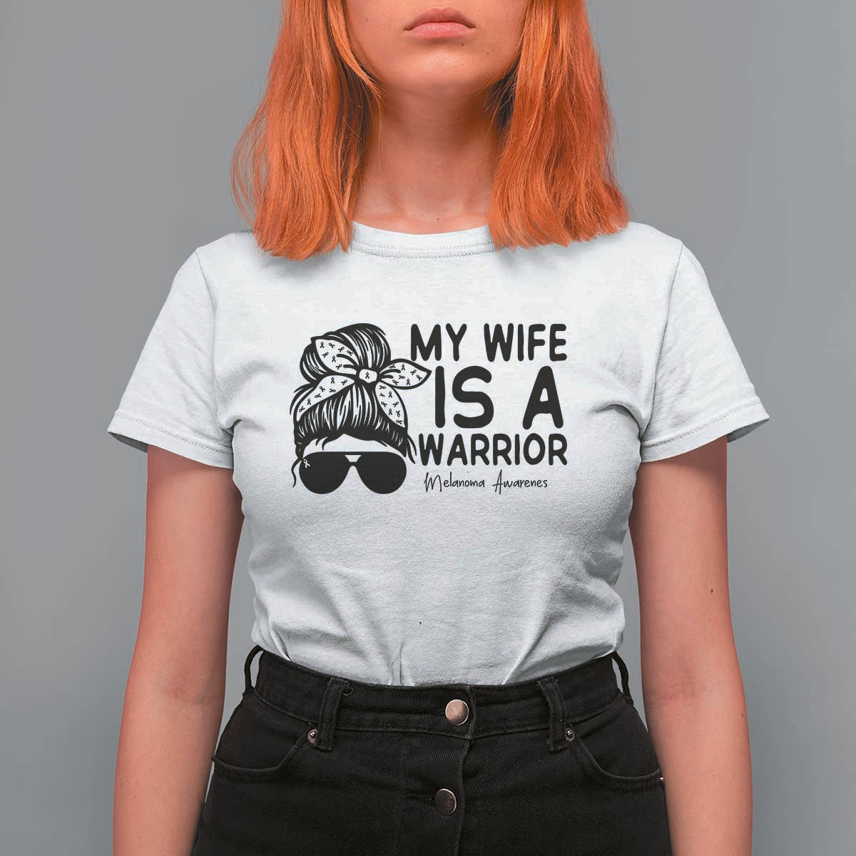My Wife Is A Warrior T Shirt For Women Melanoma Awareness Husband Gift
