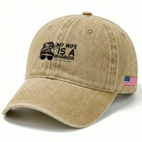 My Wife Is A Warrior Washed Cotton Baseball Cap Melanoma Awareness Husband Gift