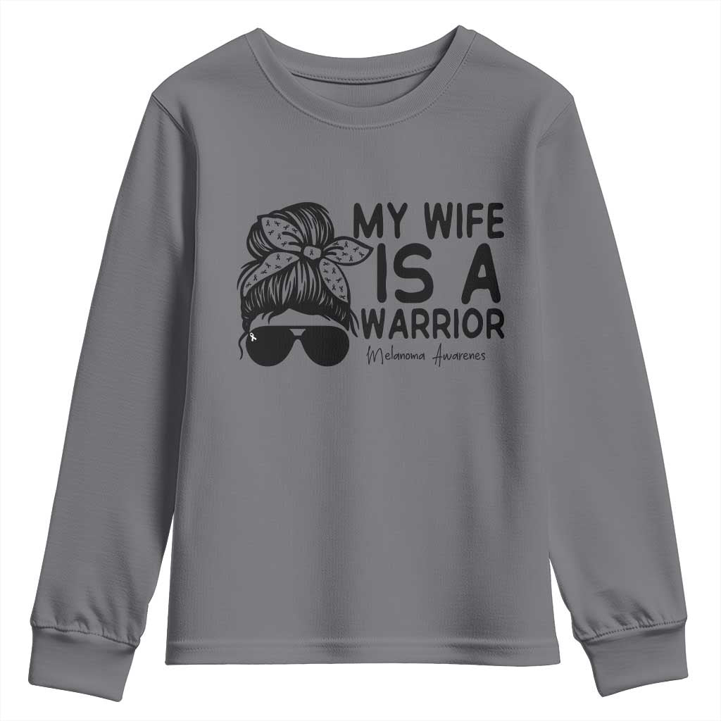 My Wife Is A Warrior Youth Sweatshirt Melanoma Awareness Husband Gift