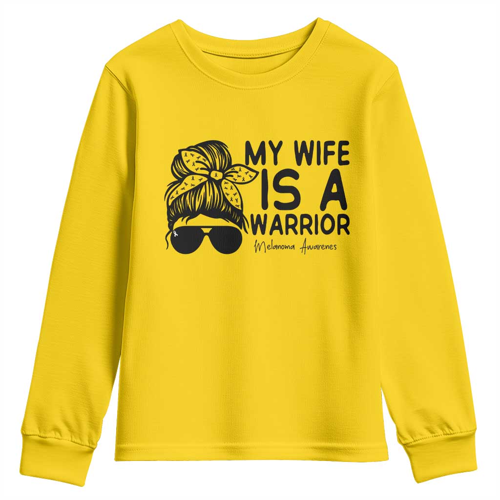 My Wife Is A Warrior Youth Sweatshirt Melanoma Awareness Husband Gift